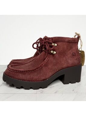 New! Born Griffin Burgundy Lug Sole Heeled Boot 7M